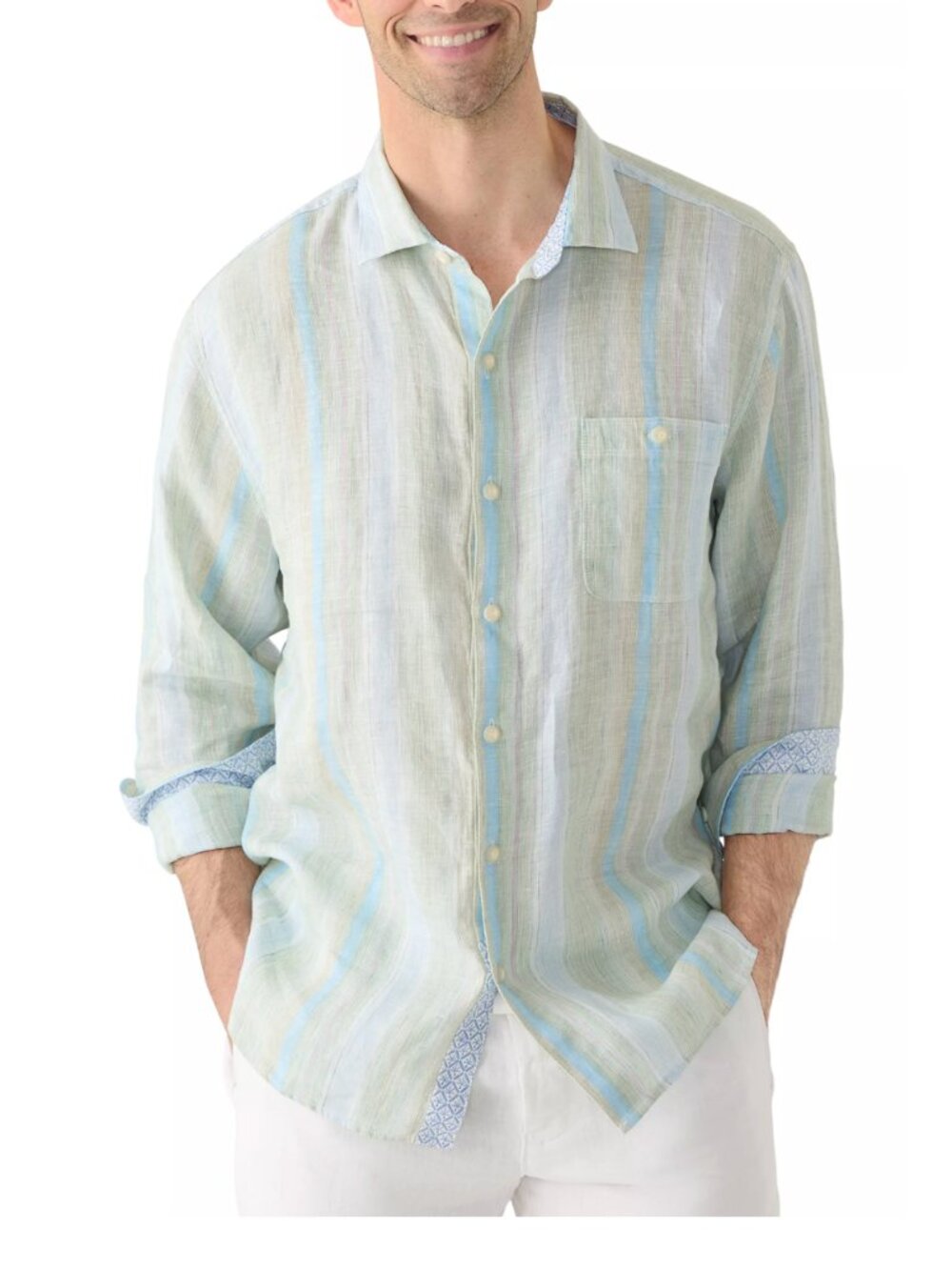 NWT Tommy Bahama Delgada Stripe 100% Linen Button-Up Shirt XX-Large, HEMP